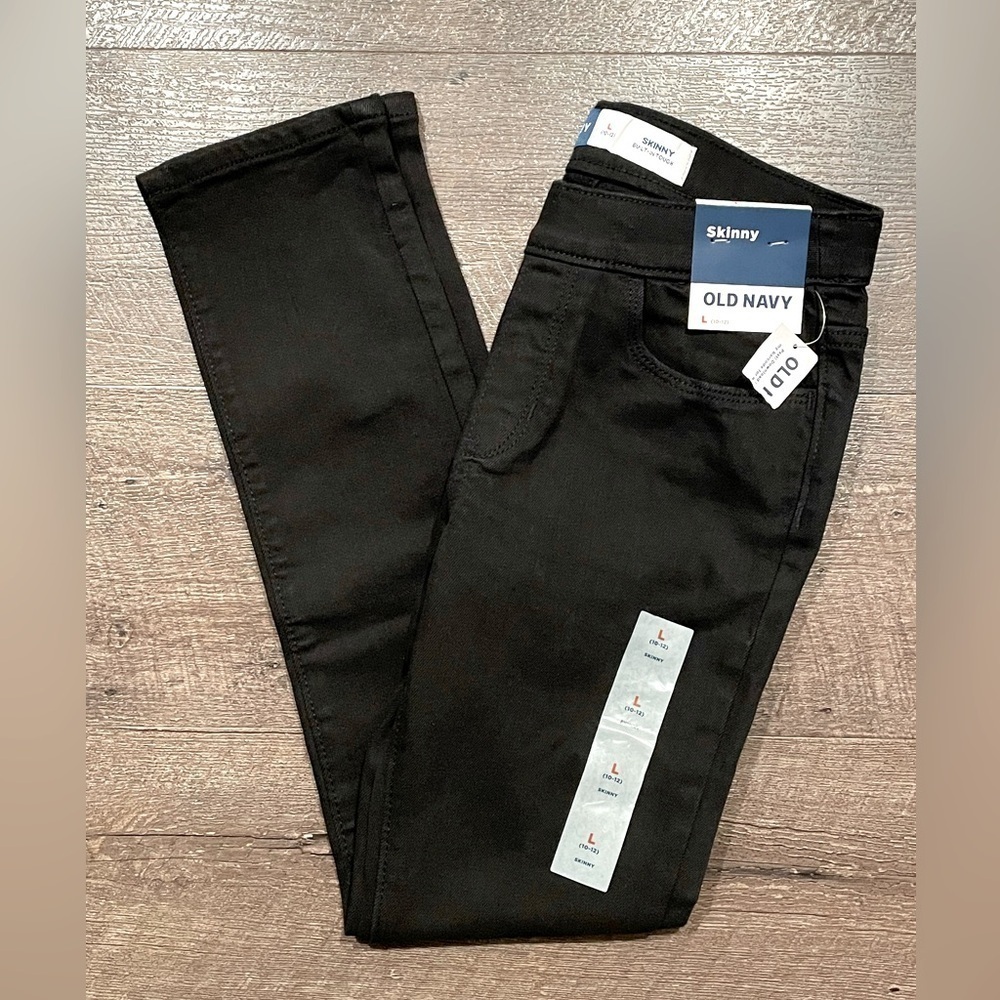 Old Navy Girls Black Skinny Built-in-tough Jeans Size L (10-12) NWT